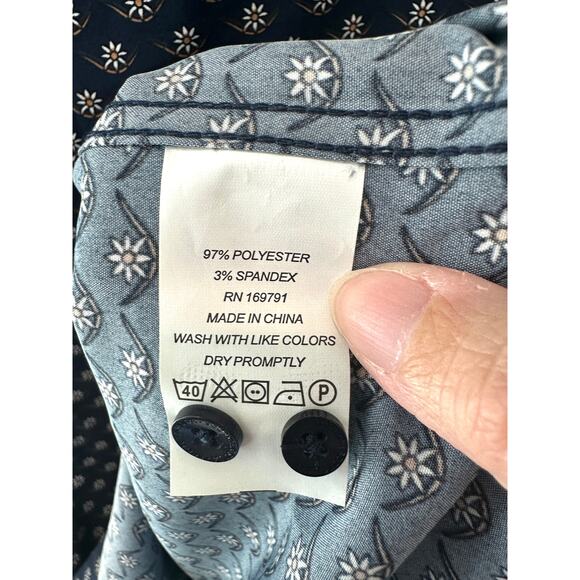 SCOTCH & SODA Men’s Shirt Modern Fit Navy Blue Floral Print Button Up | 16/41 L - Picture 8 of 8